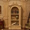 Collectible Display Shelf Miniature for Dollhouses Rooms, Roman Style Resin Bookcase with 3 Level Storage for Tiny Books and Layout Accent Use