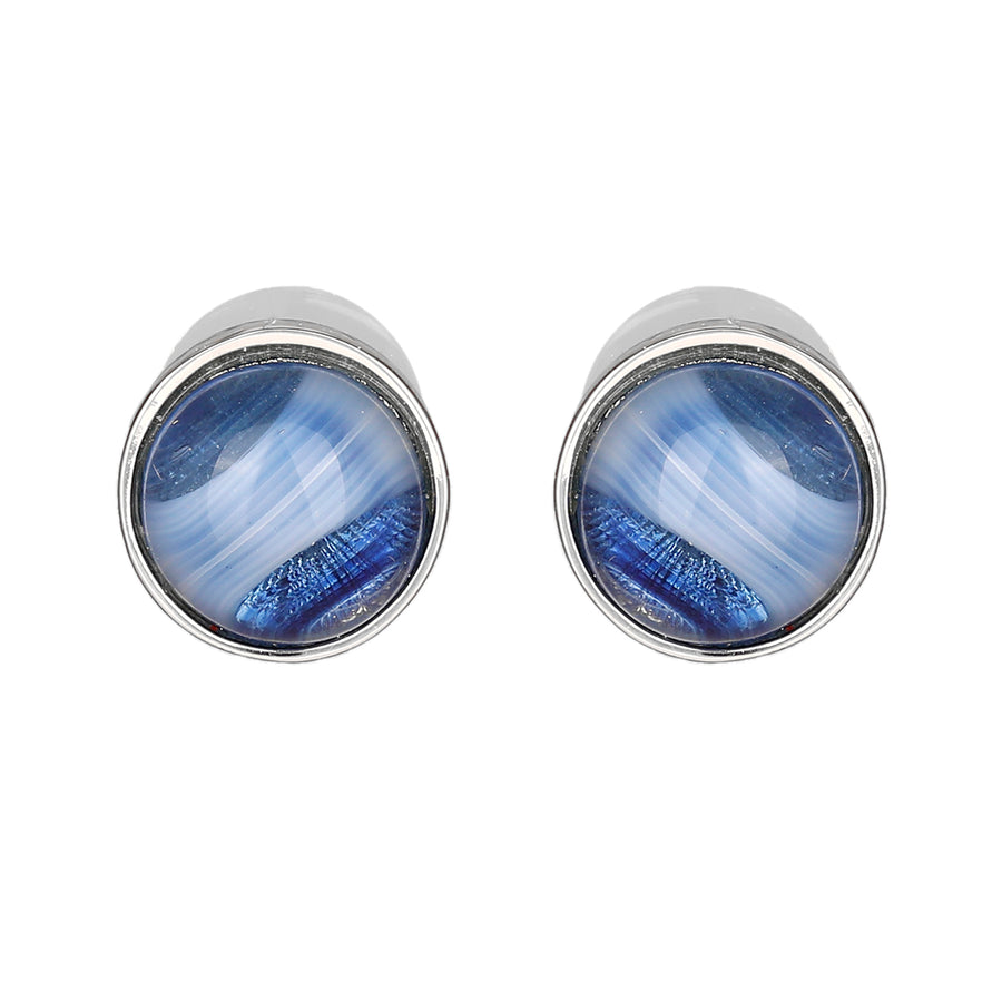 Круглые серьги-гвоздики синего цвета