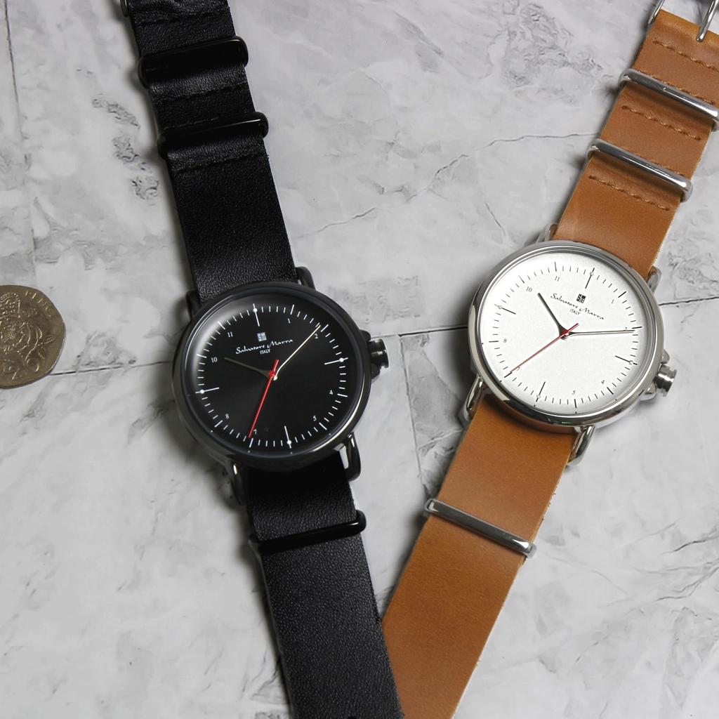 Salvatore Marra and Leather Strap Popular and Men's Women's Watch, Simple, SM22104-BKBK