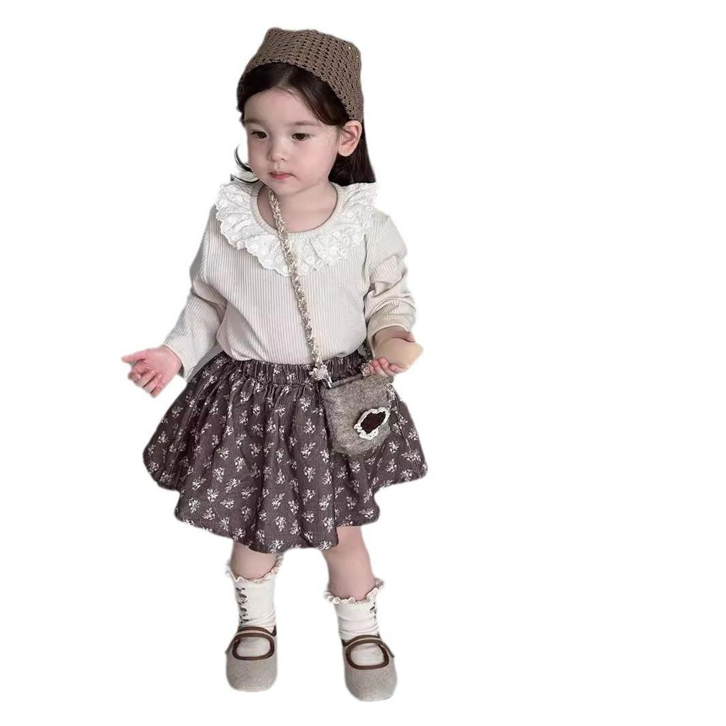 Комплект осенней цветочной кукольной рубашки и юбки для девочек 2025