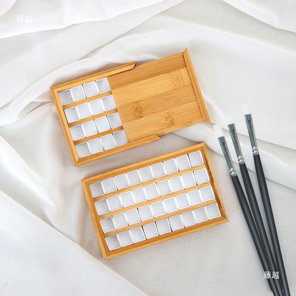 with Lid Watercolor Box Empty Bamboo Paint Storage Box New Paint Palette  Painting Art Supplies