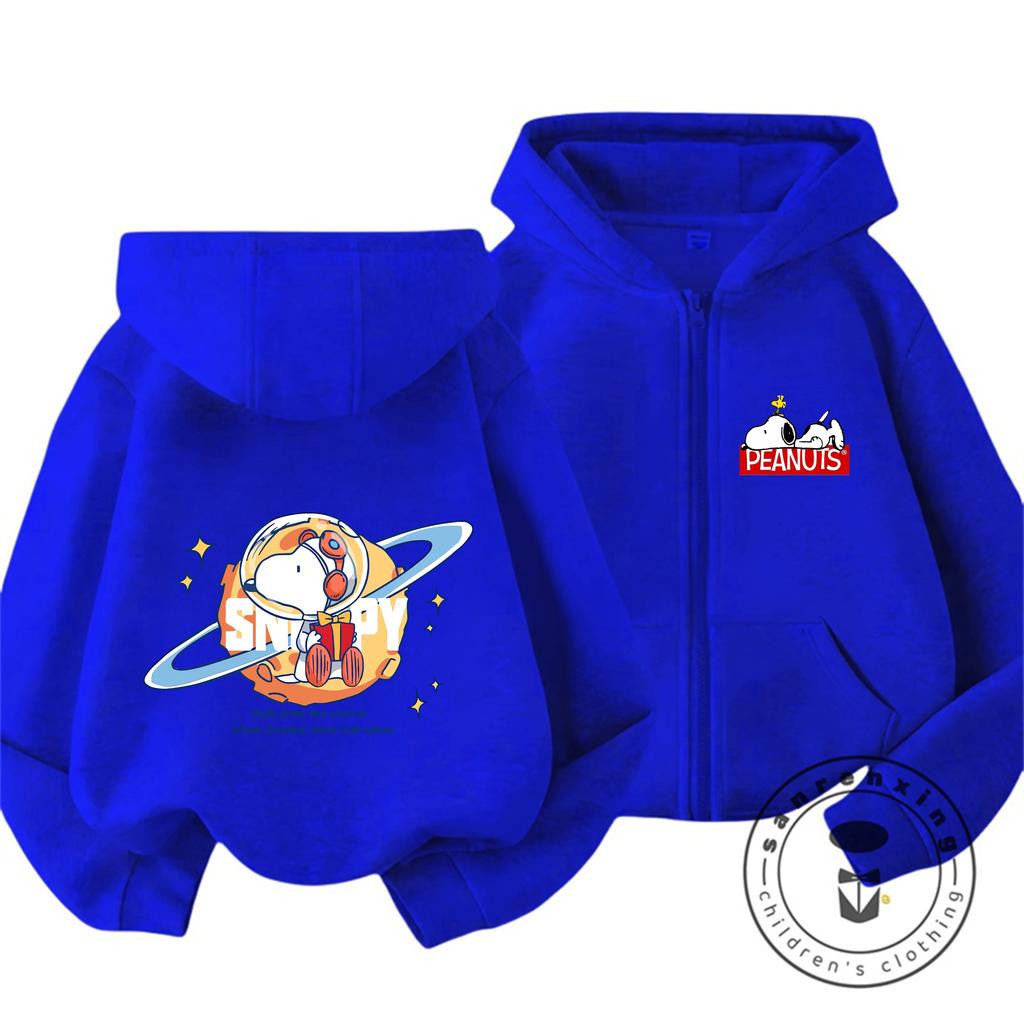 Winter Trendy Casual Zipper Hoodie Cute Cartoon Print Street Style Kids Hooded Top Snoopy Children 3 14