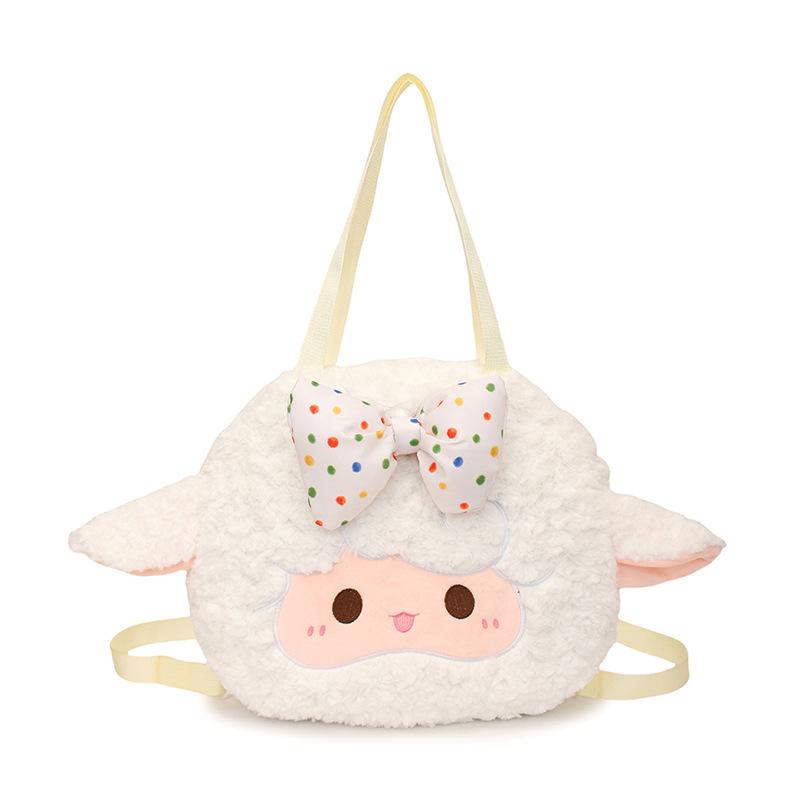 Bow Little Lamb Cartoon House Cute Girl One Shoulder Big Bag Cute Schoolgirl Large Capacity Storage Backpack