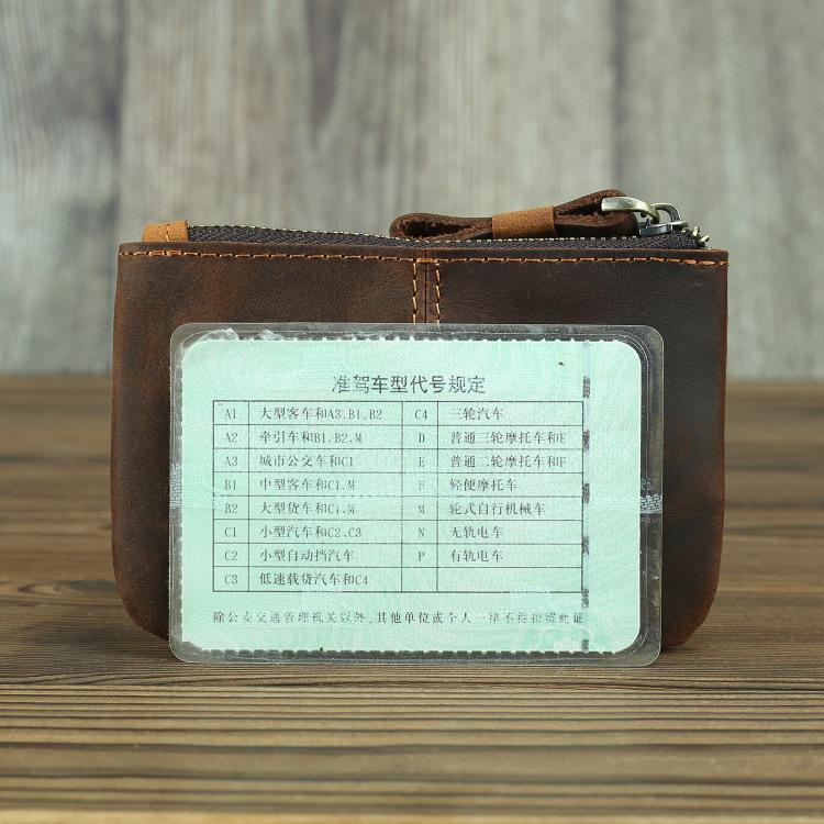 Унисекс Винтажный Кожаный Кошелек для Монет Ручной Работы Мини Кошелек на Молнии Держатель для Карт Компактная Дорожная Сумка для Повседневного Использования Мини Мужской Кошелек