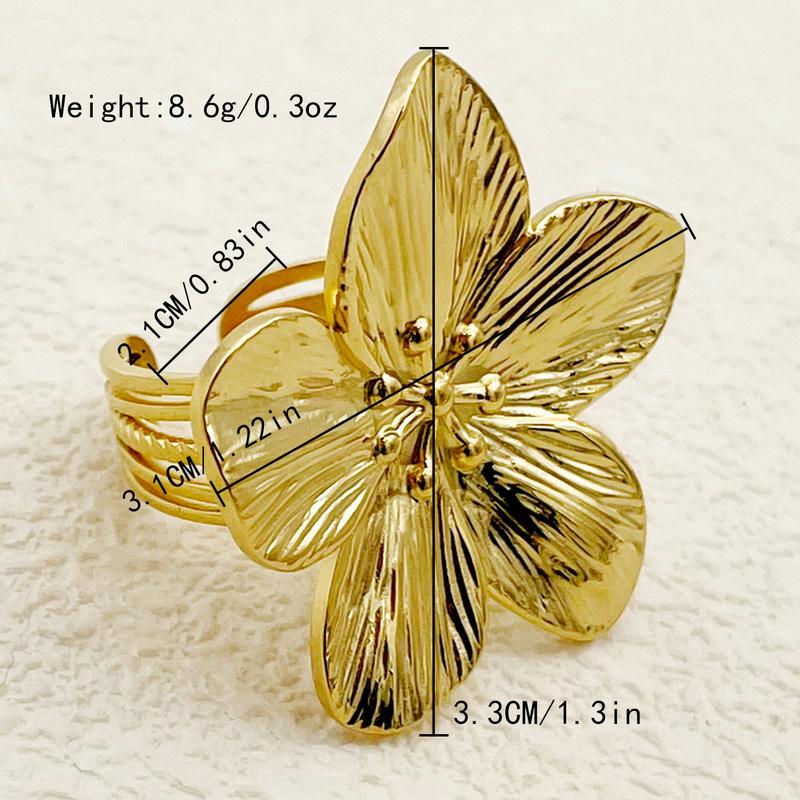 Винтажное золотое металлическое кольцо-цветок для женщин и девочек, простое геометрическое кольцо на указательный палец, вечерние украшения для темперамента, подарки