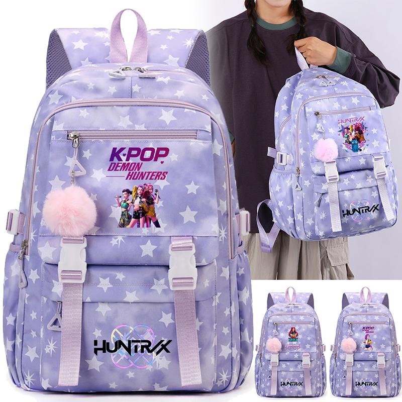 Милый аниме K-Pop Охотники на демонов Печатный рюкзак для подростка Студента Девочки Мальчика Сумка для книг Школьная сумка Большая вместимость Водонепроницаемая Дорожная сумка Подарок Рюкзак