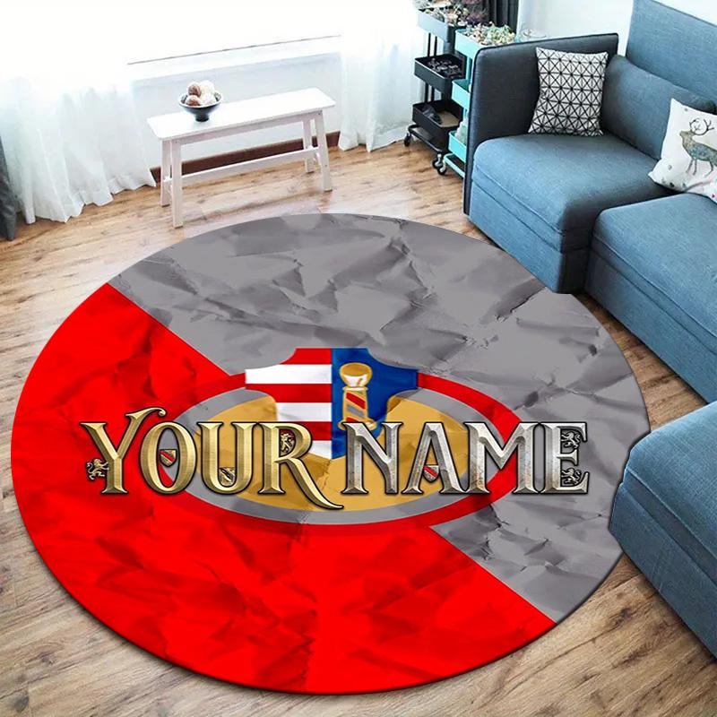Barber Shield Custom Name Round Area Rug Carpet Rug For Living Room Bedroom Sofa Playroom Decor Nonslip Floor Mat