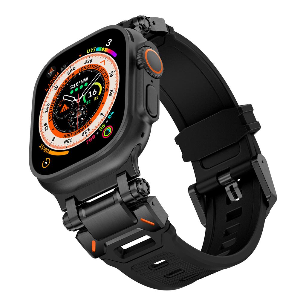 Strap For Apple Watch Ultra 2 Band 49mm 45mm 44mm 42mm 44 mm Rugged metal+Silicone Bracelet correa iWatch Series 9 6 5 4 7 8 SE