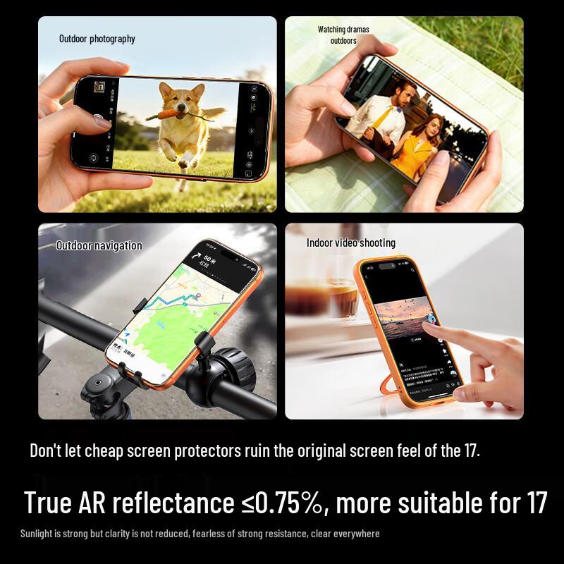 Ugreen AR Закаленное стекло Corning с антибликовым покрытием для защиты экрана iPhone 17 Pro
