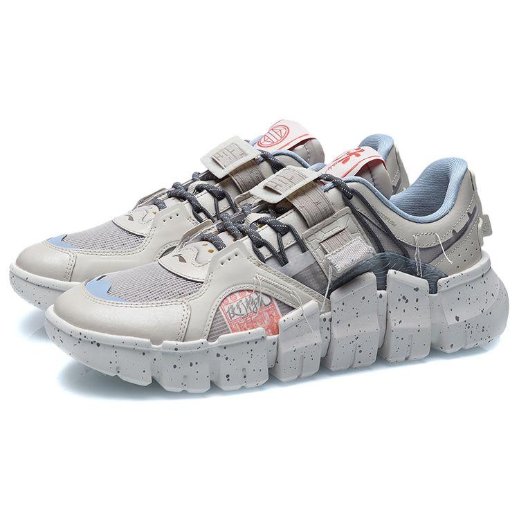 Li Ning CF Ткань Сетка Амортизирующая Износостойкая Дышащая Легкая Низкая Повседневная Обувь Унисекс Повседневная Обувь Серебристо-Рыбно-Серая AGLR111-1