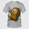 Fashion Cartoon Fun Short Sleeved 3D Digital Printing Funny Sloth Graphic Men's T-shirt Wholesale