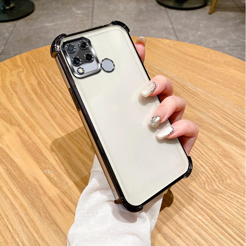 Для Realme C12 Чехол Realme C25 Чехол Realme C15 Чехол для телефона Realme C25S Противоударный защитный чехол Прозрачная гальваническая пластина