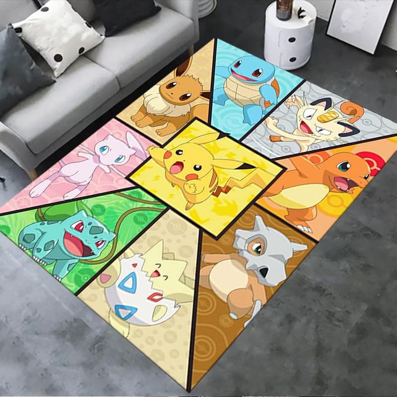 Новый ковер-коврик Pokemon 2025 для гостиной, спальни, дома, украшение дивана, детский игровой, противоскользящий коврик для пола 77