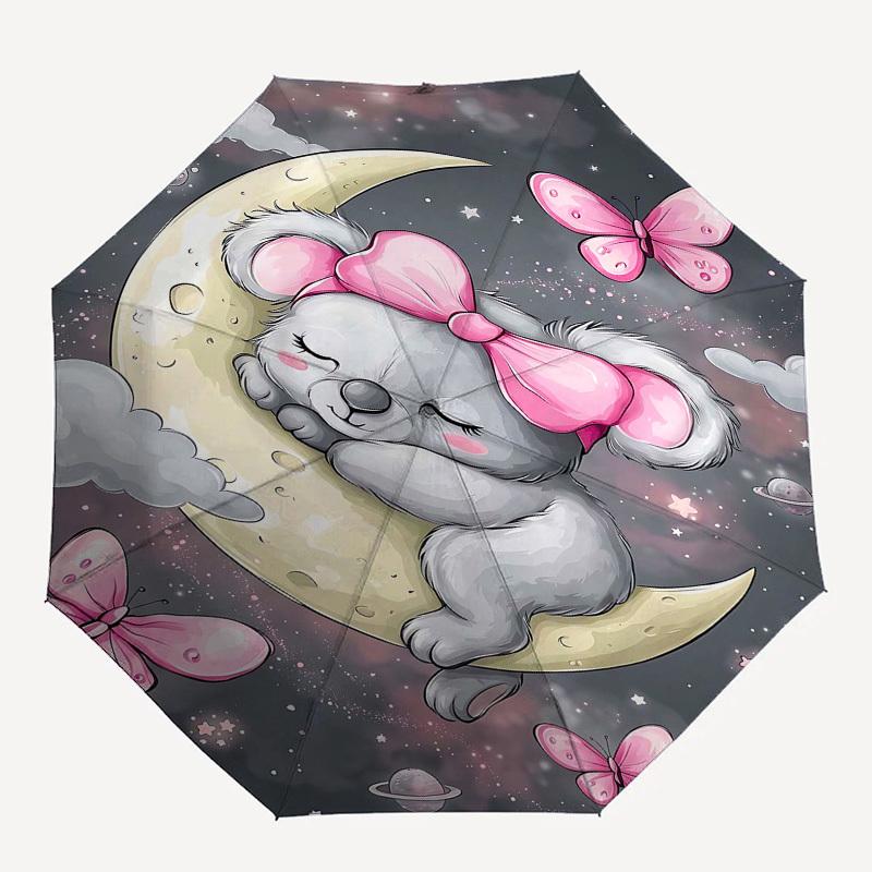 1PC Koala Moon Umbrella-8-Rib Reinforced Portable Folding Travel Suitable for All Seasons Outdoor Daily -Z0495