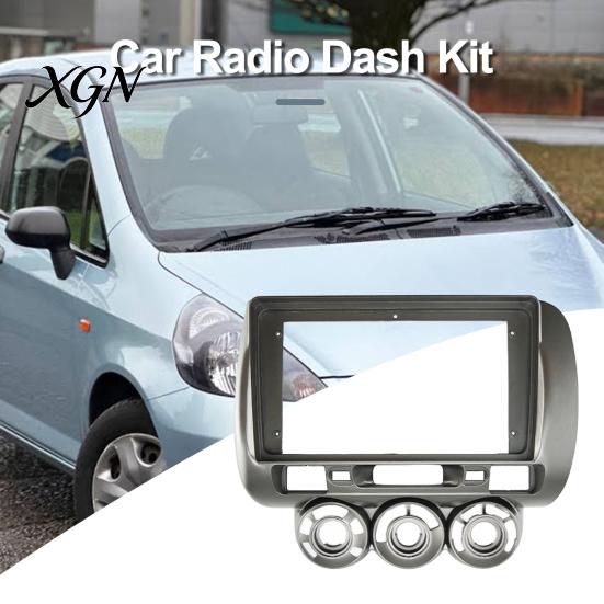 Dashboard Mounting Frame 9 Inch Car Radio Fascia Kit for Honda Jazz Fit 2006 RHD Trim Replacement Manual AC, Navigation Panel Frame, Stereo