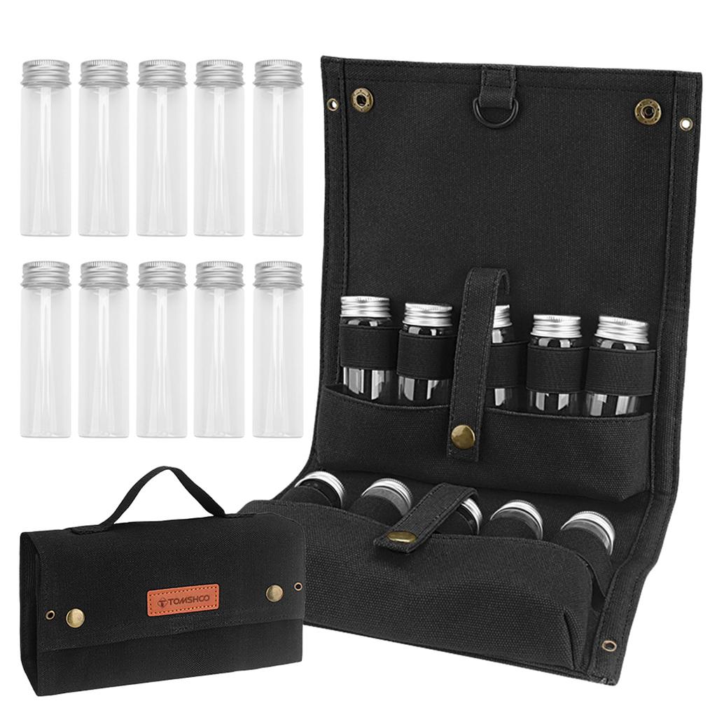 TOMSHOO Портативная сумка для специй с 10 баночками для специй, холщовая сумка для хранения приправ, органайзер для приправ