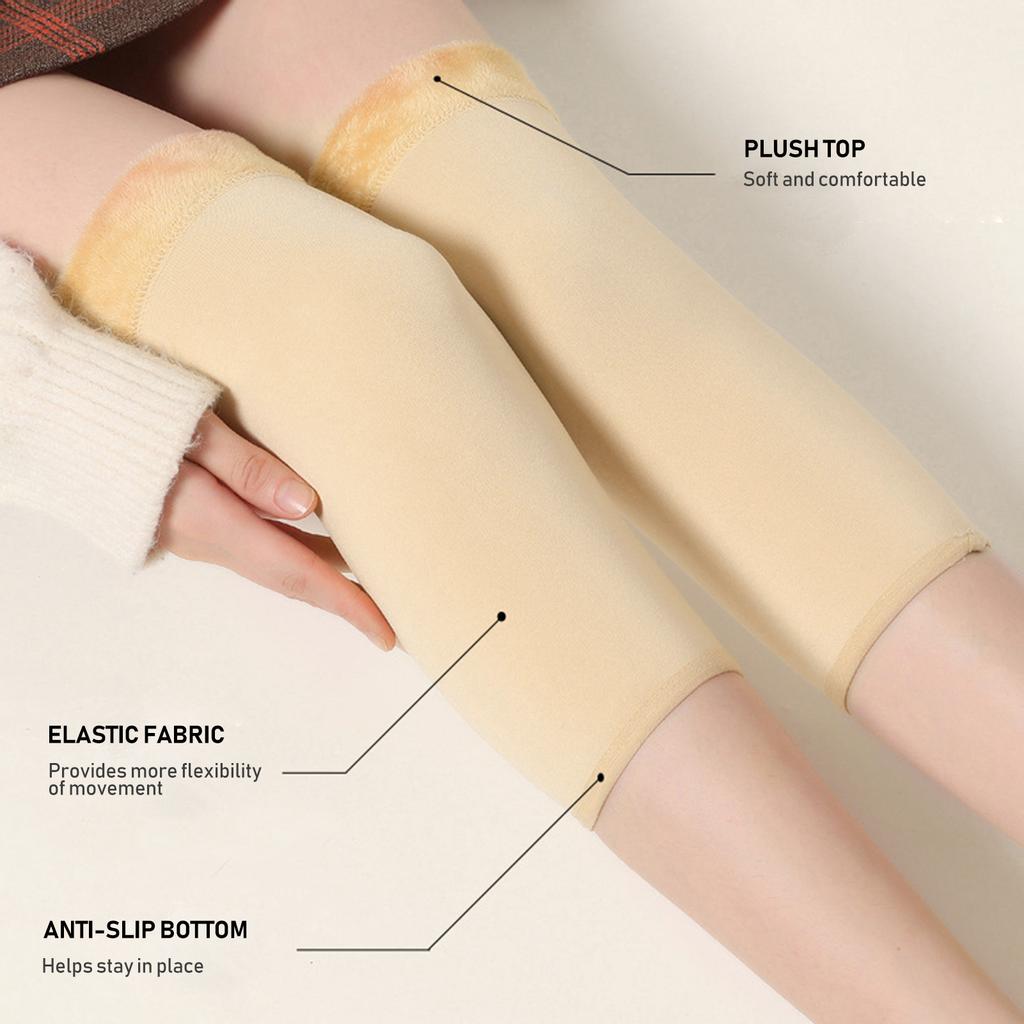 Pair of Knee Warmers Thermal Elastic Non-Slip Braces Protector Knee Pad Compression Sleeve for Women
