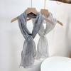 Spring And Summer Thin Linen Scarf Slender And Narrow Strip Breathable Neck Protection Scarf Women's Lenghten Shawl