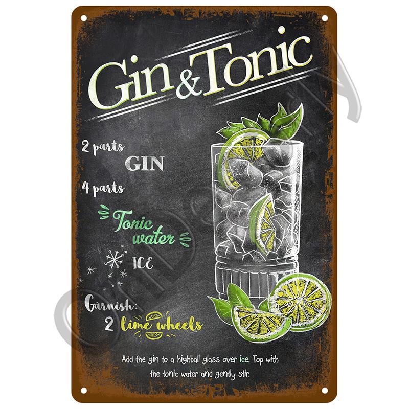 Plaque Metal Sign Plate Vintage Posters Wall Art Drink Beer Cocktail Tin Sign Decoration For Bar Pub Club Man Cave Iron Painting