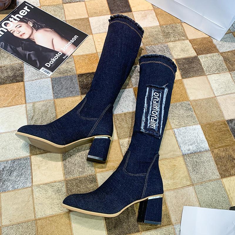 Модные женские вулканизированные ботинки, парусиновые сапоги до колена, классические женские туфли 2024 года, осень-зима, повседневные панк-ботинки для мотоциклистов, женская обувь