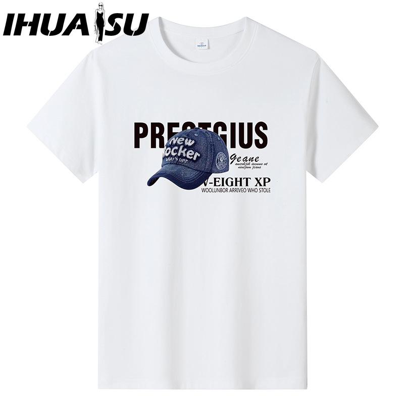 IHUASU Хлопковая футболка с коротким рукавом, мужская модная свободная рубашка с половиной рукава, сострадательная рубашка с принтом