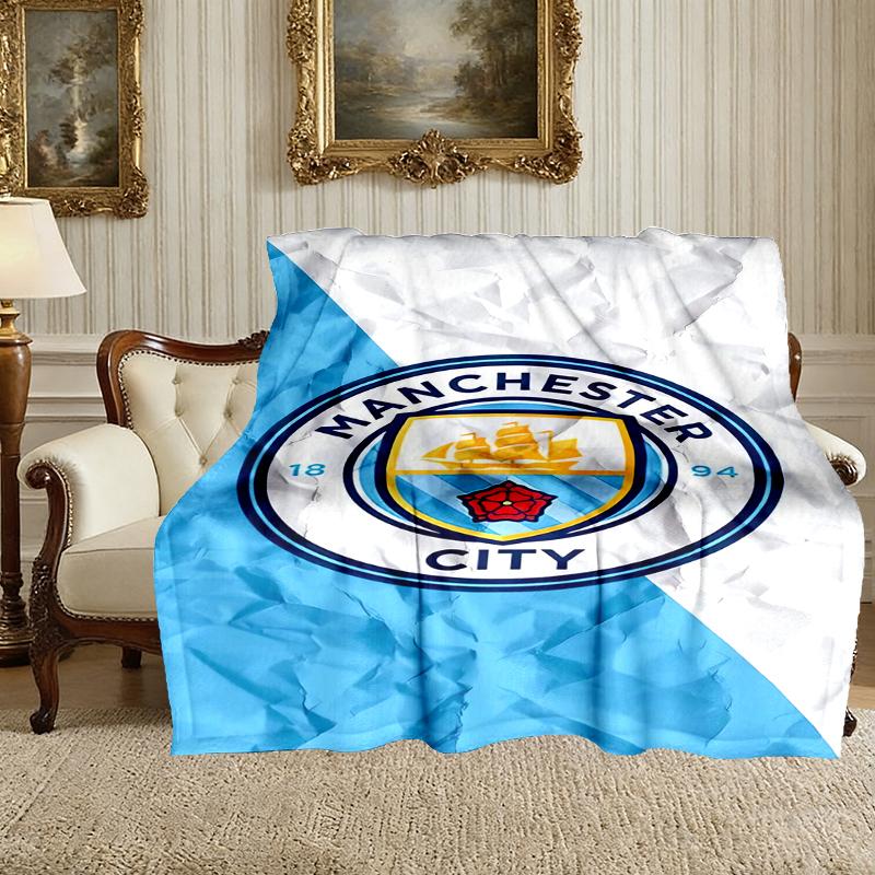 Manchester United Manchester City Pattern Blanket, Cozy Blanket for All-Season Comfort on Sofas, Beds, Office, Car, Camping and Travel