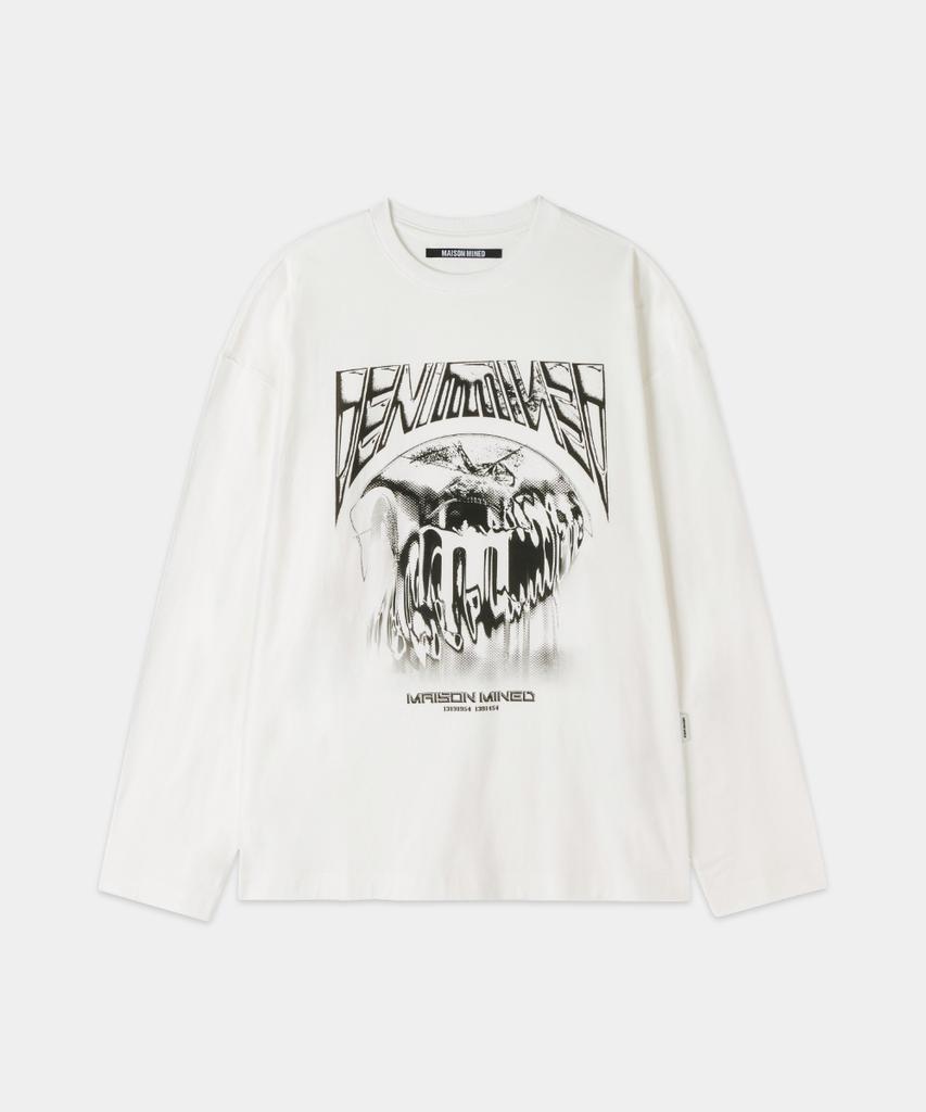 MAISON MINED Белая футболка с длинным рукавом