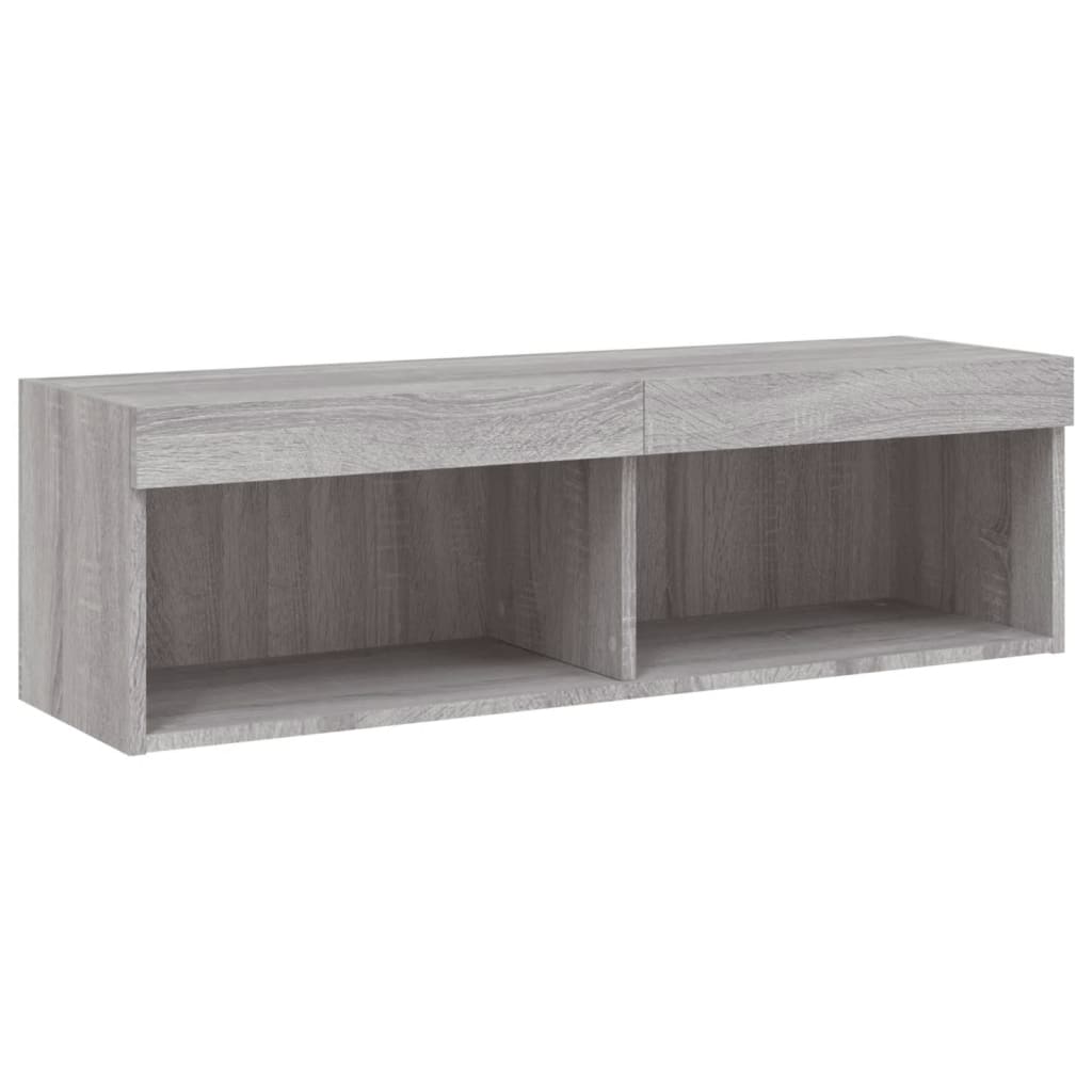 5 piece living wall unit with LED lighting grey Sonoma particleboard