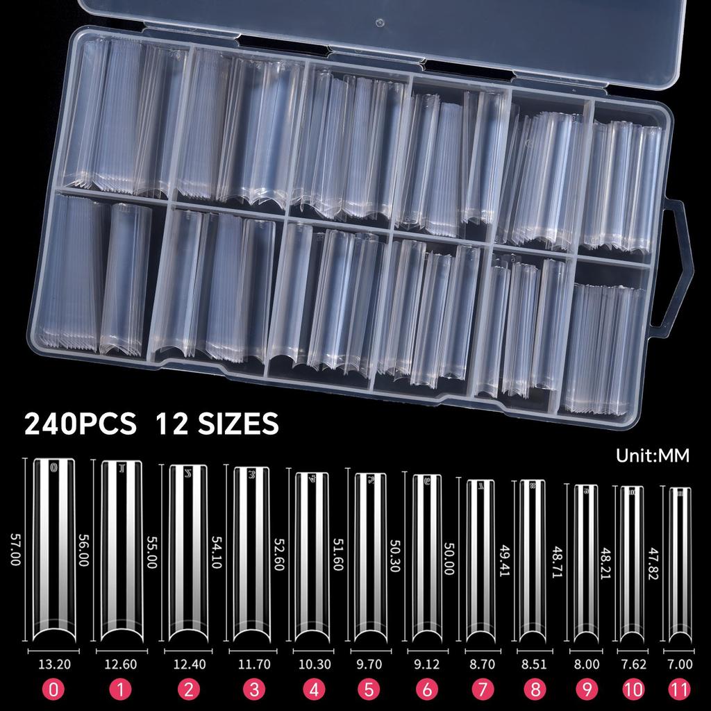 240 шт./кор. накладные ногти квадратные прямые очень длинные полупокрытые ногти прозрачные/натуральные акриловые накладные ногти для наращивания маникюрный салон