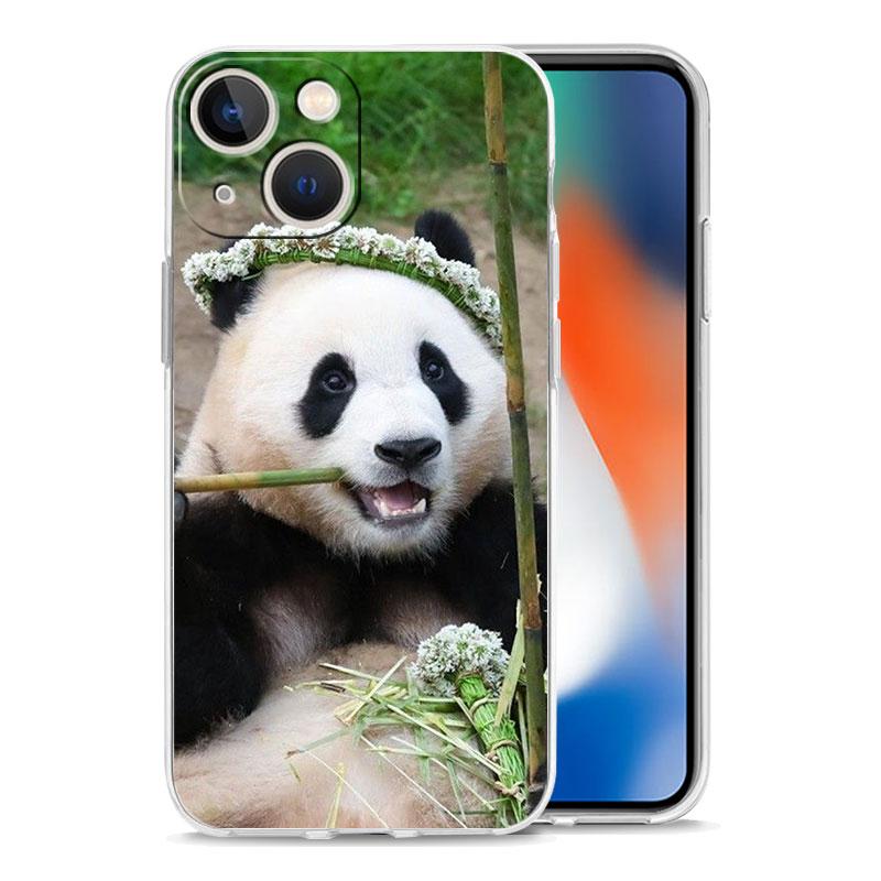 Чехол для телефона iPhone 15 14 13 12 Mini 11 Pro Max XS X XR 7 8 Plus прозрачный противоударный силиконовый чехол TPU Fubao panda