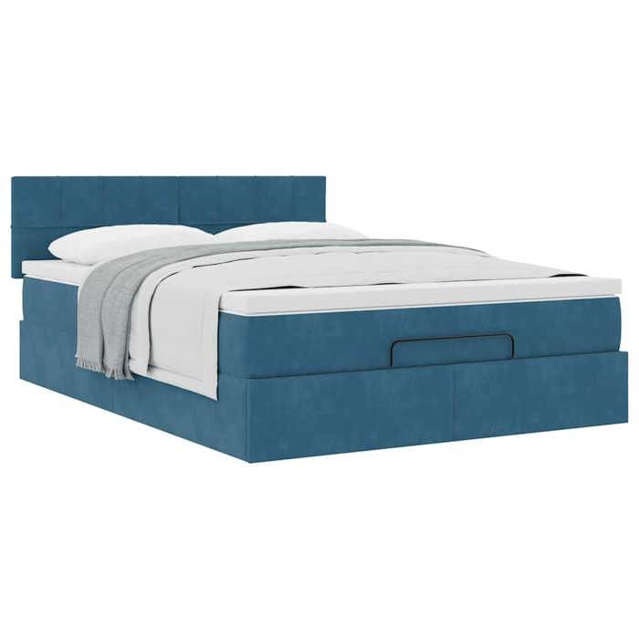 Maison Exclusive - Cadre de lit ottoman avec matelas bleu foncé 140x200 cm velours