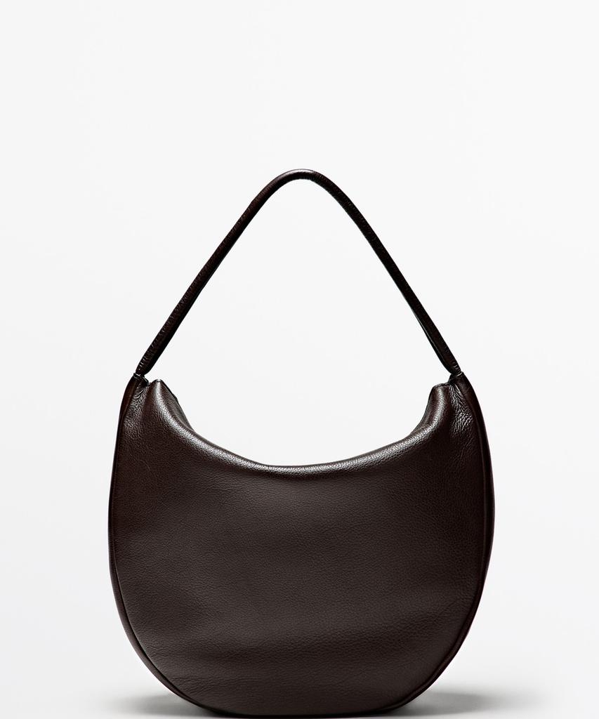 Massimo Dutti Napa Leather Medium Slouch Bag