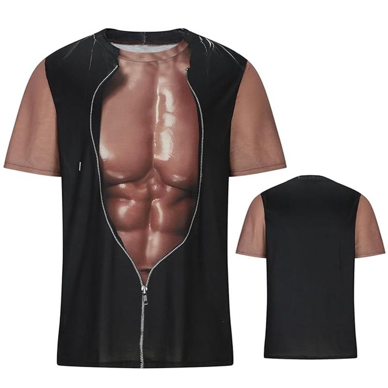 Interesting Muscle Men's 3D Printed T-shirt Breatha Parody Cosplay Men's Short Sleeved Top Summer Outdoor Street Round Neck Clothing