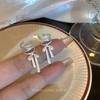 iF ME Silk Ribbon Bow Earring Elegant Left Right  Clip Earrings for Women Jewelry Accessories
