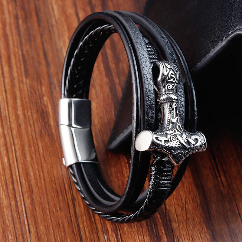 Leather Bracelet, Leather Woven Bracelet, Leather Bracelet Men's Viking Jewelry