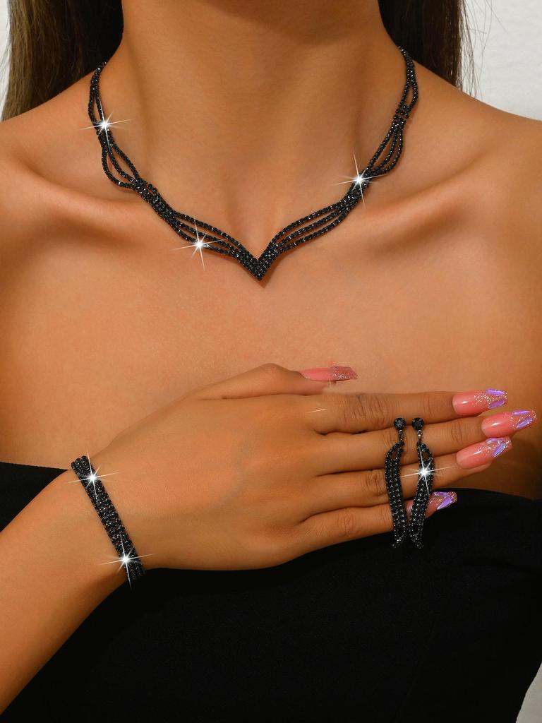 Свадебные украшения со стразами: Европейский и американский набор ожерелий из трех предметов