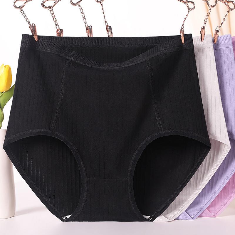 Большие размеры женские красные трусики для мам среднего возраста из хлопка с высокой талией