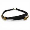 Great CHANEL belt COCO Mark Chain Leather Ribbon Belt black leather Women C107 Used