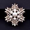 Retro Snowflake Brooch High-End Women'S Simple Pearl Brooch Versatile Anti-Light Pin Suit Accessories