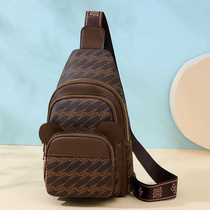 Print Chest Bag Women's Shoulder Bag Multi-Functional Soft Leather Crossbody Bag