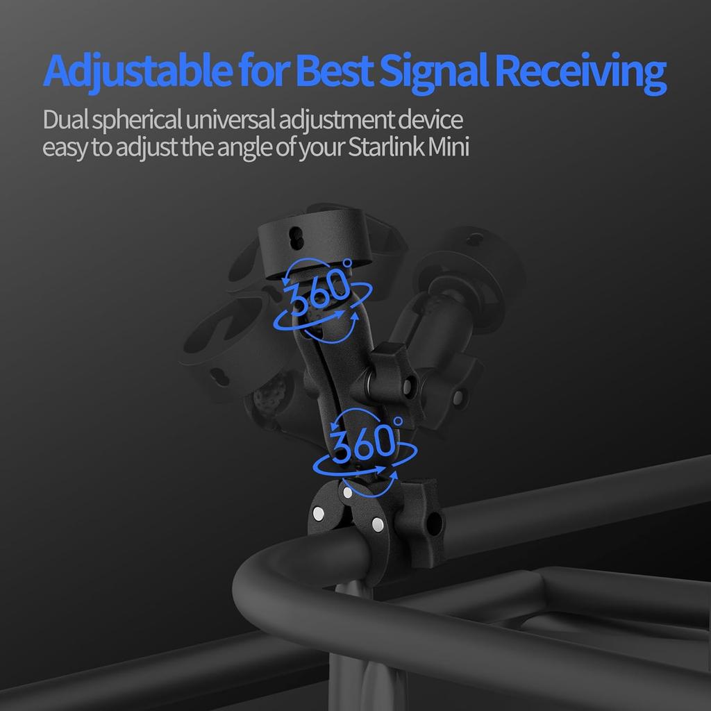 Starlink Mini Mount 2025 New Upgraded, Starlink Mini Clamp Mount For Car RV Rack Compatible With 2025 New Version Pipe Adapter And 2024 Pipe Adapter