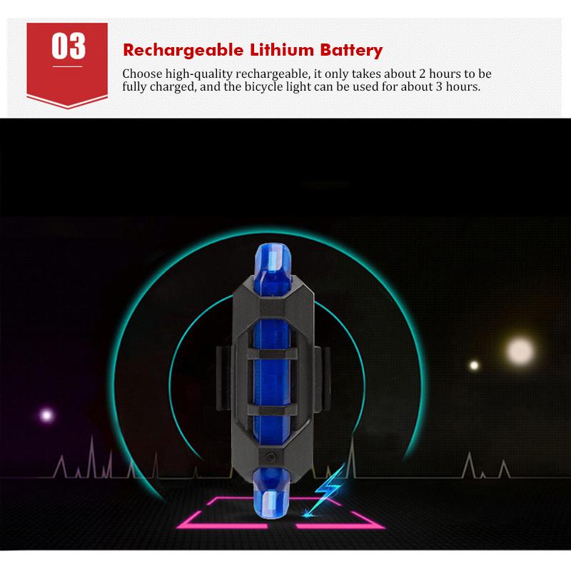 Перезаряжаемый USB светодиодный задний фонарь для велосипеда, предупреждение о безопасности горного велосипеда, передние и задние мигающие фонари, аксессуары для ночной езды