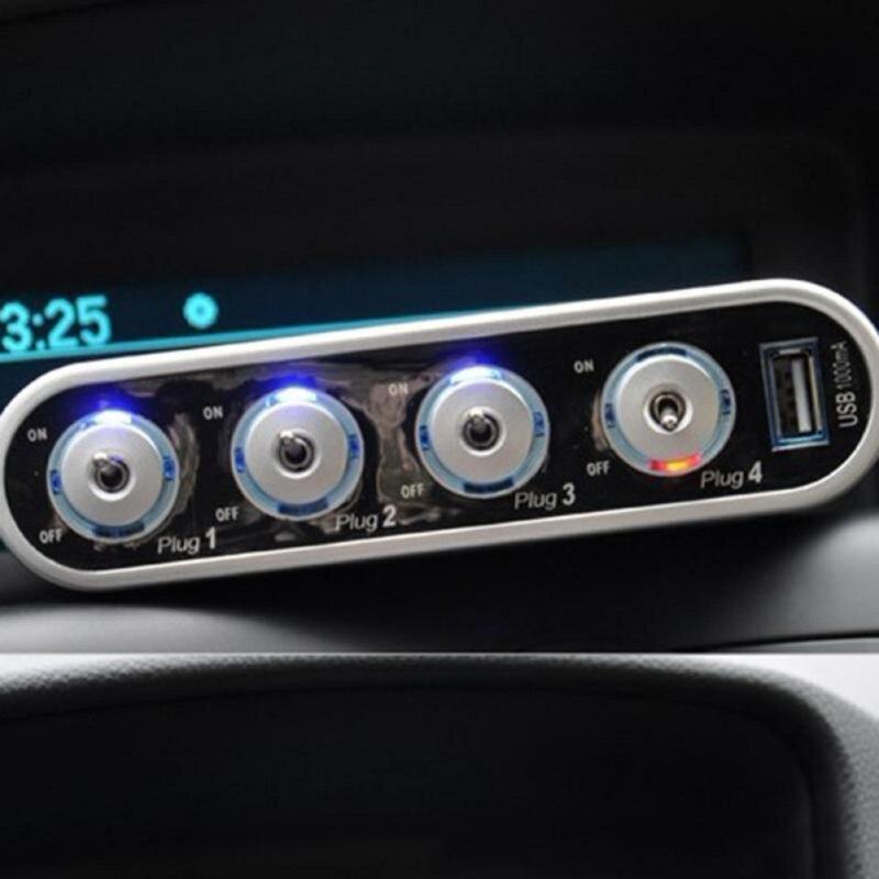 Автомобильный разветвитель прикуривателя + USB-порты, адаптер для стайлинга автомобилей, 12 В-24 В, 4-контактное многоразъемное автомобильное зарядное устройство