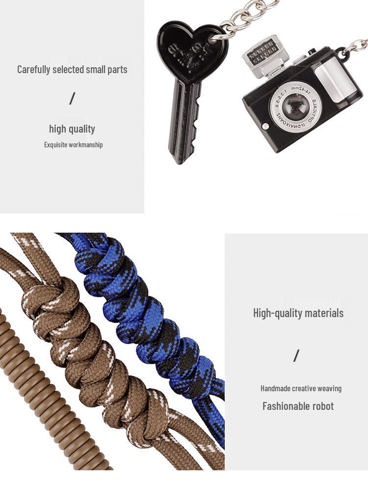 Miu-Style Woven Rope Camera Golf Bag Keychain Pendant - Trendy and Versatile Gift