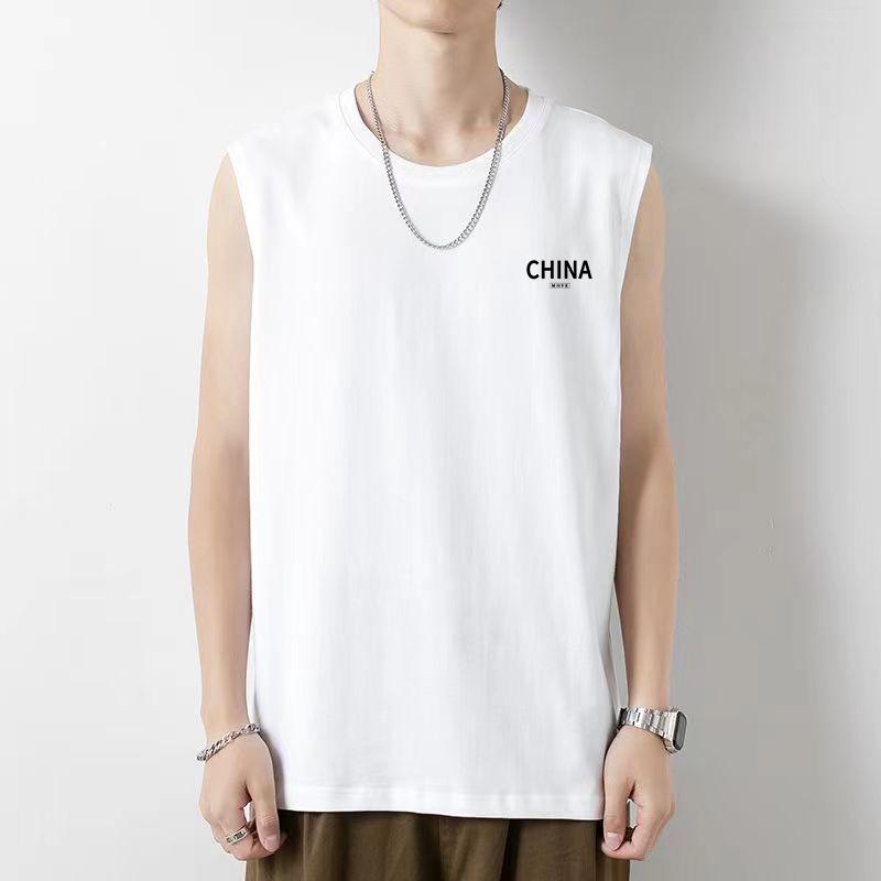 Мужской модный однотонный жилет без рукавов - спортивный топ в корейском стиле