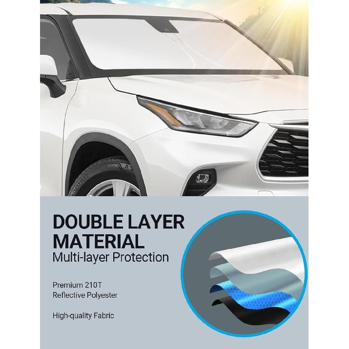Proadsy Front Windshield Sunshade Foldable Sunshade,Custom Fit 2023 2022 2021 2020 Highlander L LE XLE Limited Edition Platinum Accessories 2023