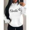 Smile Font Language Butterfly Pattern Hoody For Women Sport Pocket Clothing Cute Multicolor Streetwear Autumn Fashion Hoodies