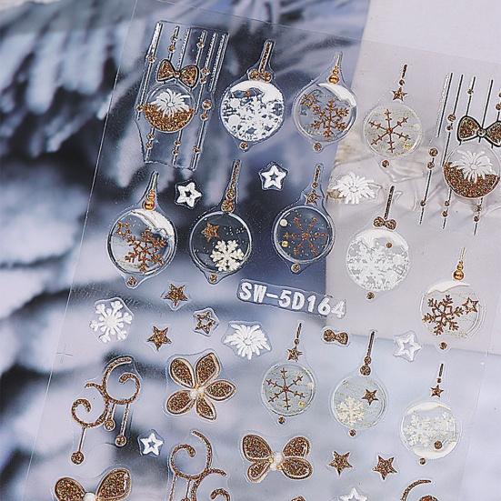 1 Sheet Christmas Nail Art Sticker Waterproof 3D Embossment Santa Claus Snowman Elk