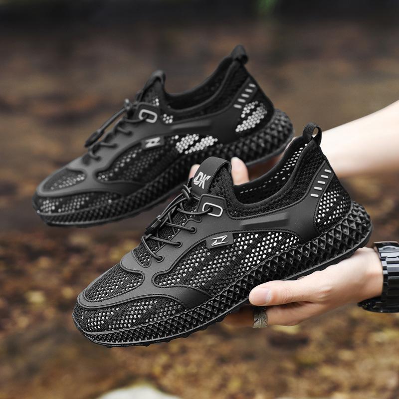 2025 Summer New Creek Shoes Wading Shoes Quick-drying Big Mesh Shoes Versatile Breathable Fly-woven Shoes Men's Sports Trendy Shoes