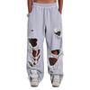 European And American Personalized Street Casual Pants High Street Hip Hop Ripped Design Wide Leg Pants Loose Sweatpants